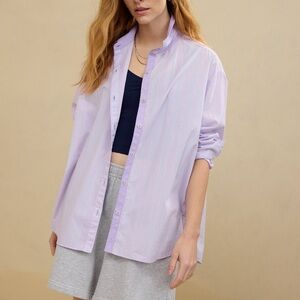 Aerie Good Day Button Down Shirt in Lavender Oversized